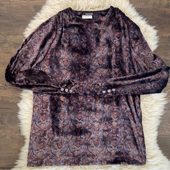 Vintage 70’s FENDI 365 for Neiman Marcus Tapestry Velvet Blouse Sz 42 / 6 US - Picture 2 of 15